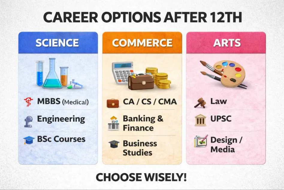 Top Career Options After 12th (Science, Commerce, Arts)