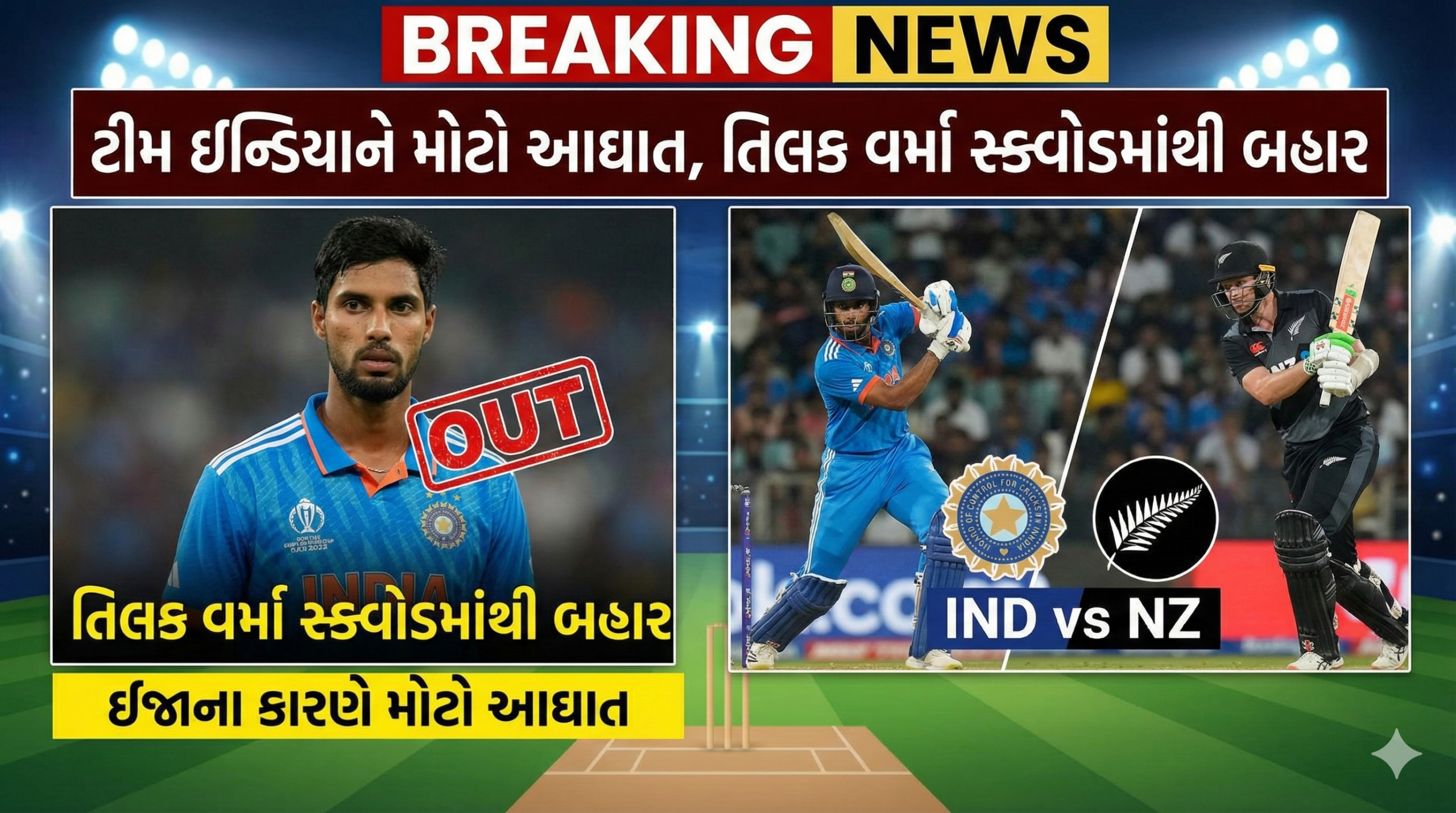 તિલક વર્મા સ્ક્વોડમાંથી બહાર