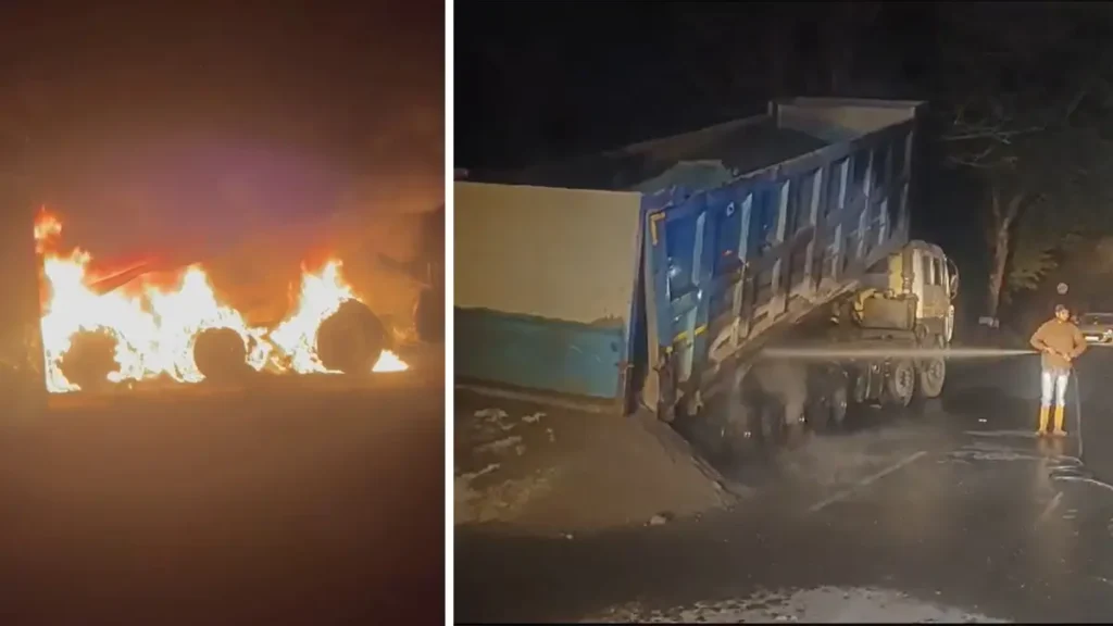 Savli Vadodara Road Fire News