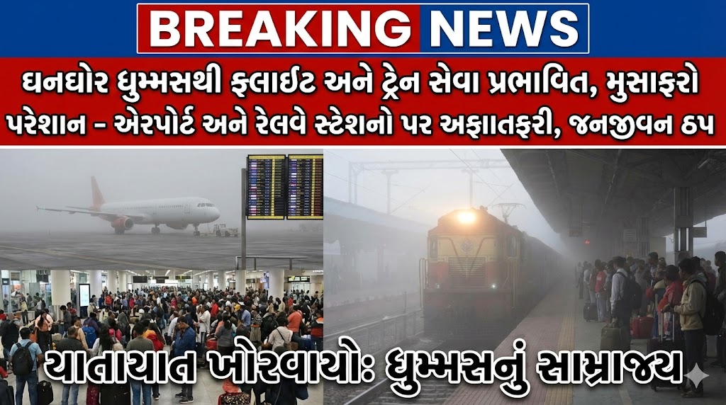 ઘનઘોર ધુમ્મસથી ટ્રાન્સપોર્ટ સેવા પ્રભાવિત