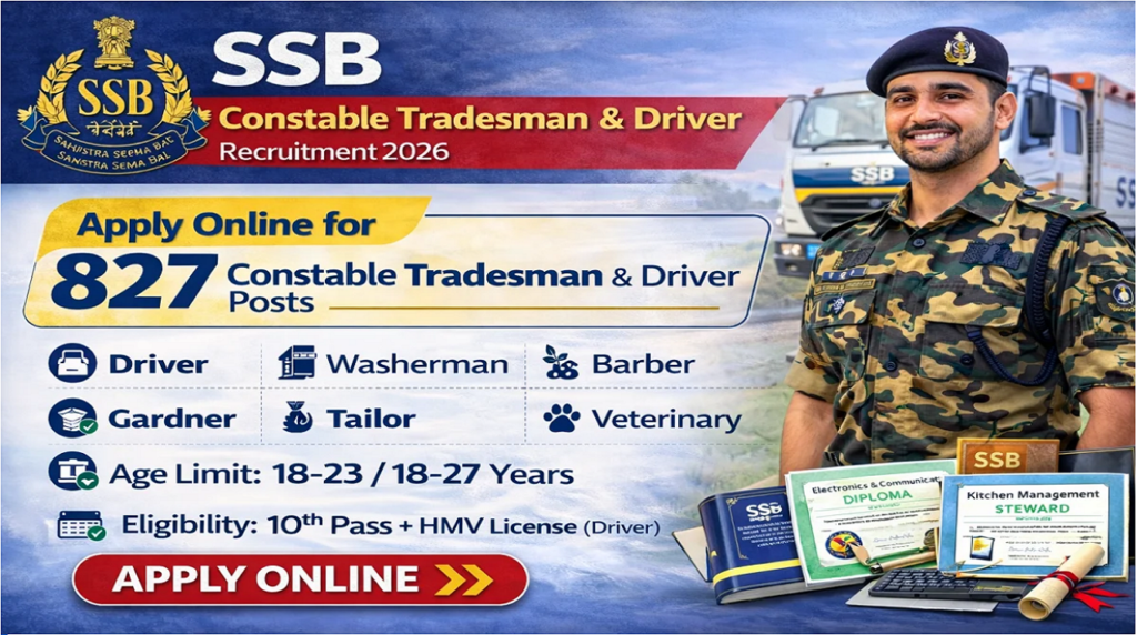 SSB Constable Tradesman Recruitment 2026