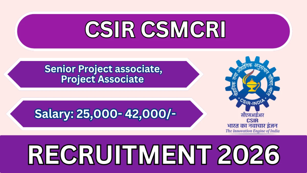  CSIR CSMCRI Recruitment 2026 