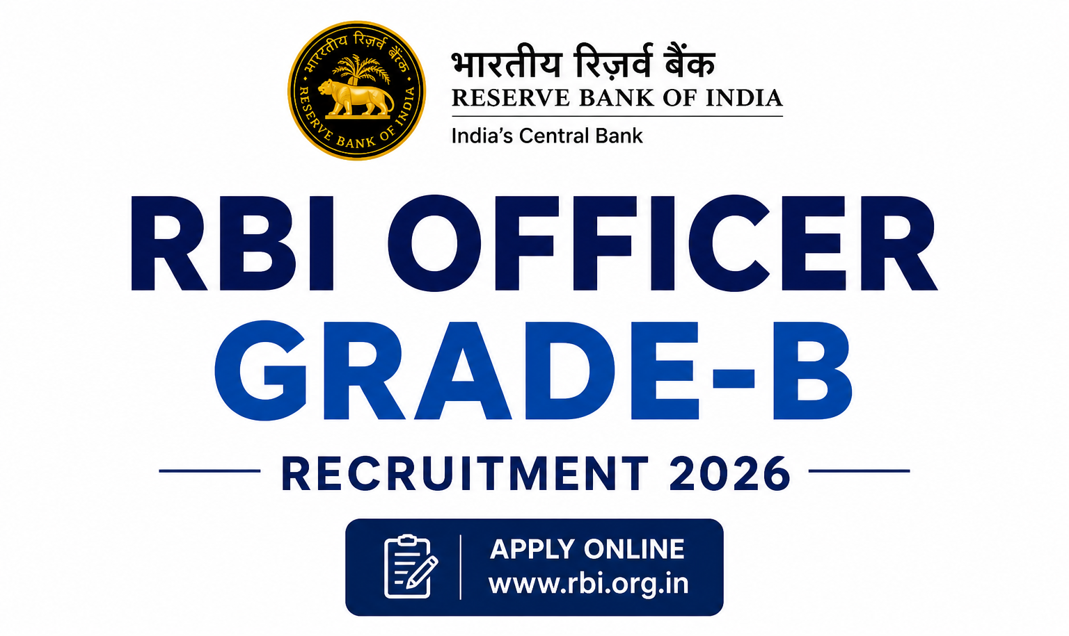RBI Grade B Officer Recruitment 2026