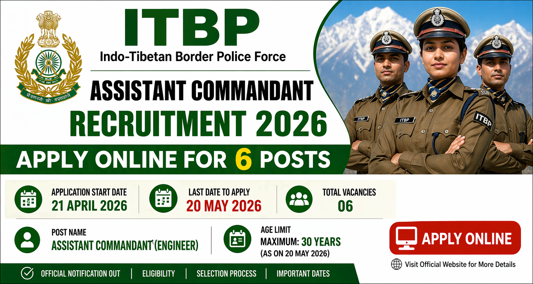 ITBP Assistant Commandant Recruitment 2026