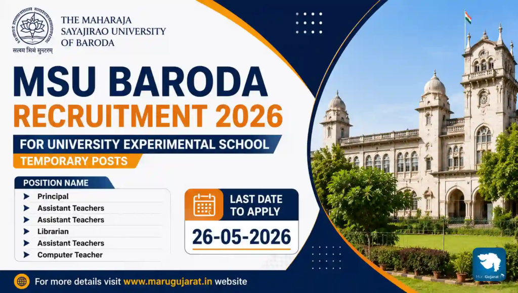 MSU Baroda University Experimental School Recruitment 2026